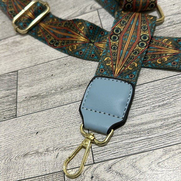 Boho replacement Blue paisley adjustable purse strap - Picture 2 of 3